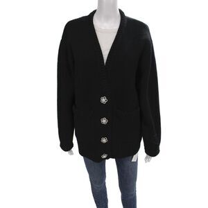 Endless Rose Unisex Black V Neck Button Cardigan Long Sleeve Size S